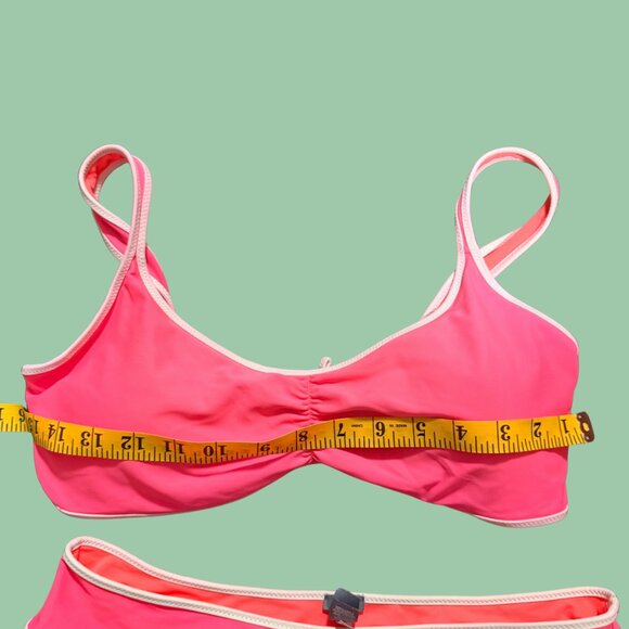 💖 Aerie Hot Pink Ruched Bikini Set with Contrast Trim (Top XL / Bottom M) - Picture 3 of 11